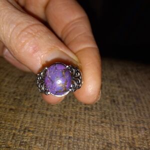 Elegant Silver and Purple Women's Ring